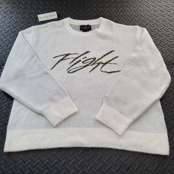 Jordan Flight Heritage Crew Sweater White Men's Size XL  FD7389 133  NWT - Picture 1 of 6